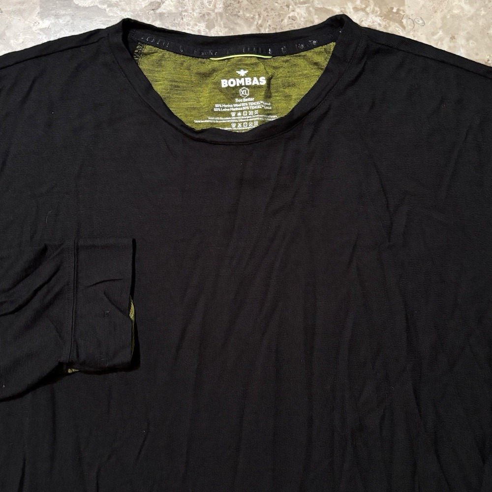 Bombas Shirt Men XL Black Merino Wool Blend Long Sleeve Base Layer Bee Better